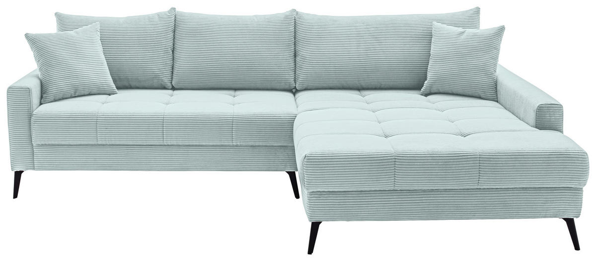 ECKSOFA Blaugrau Cord  - Blaugrau/Schwarz, KONVENTIONELL, Textil/Metall (280/173cm) - Hom`in