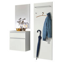 GARDEROBE 3-teilig  in 130/195/31 cm  - Weiss/Silberfarben, Design, Holzwerkstoff (130/195/31cm)