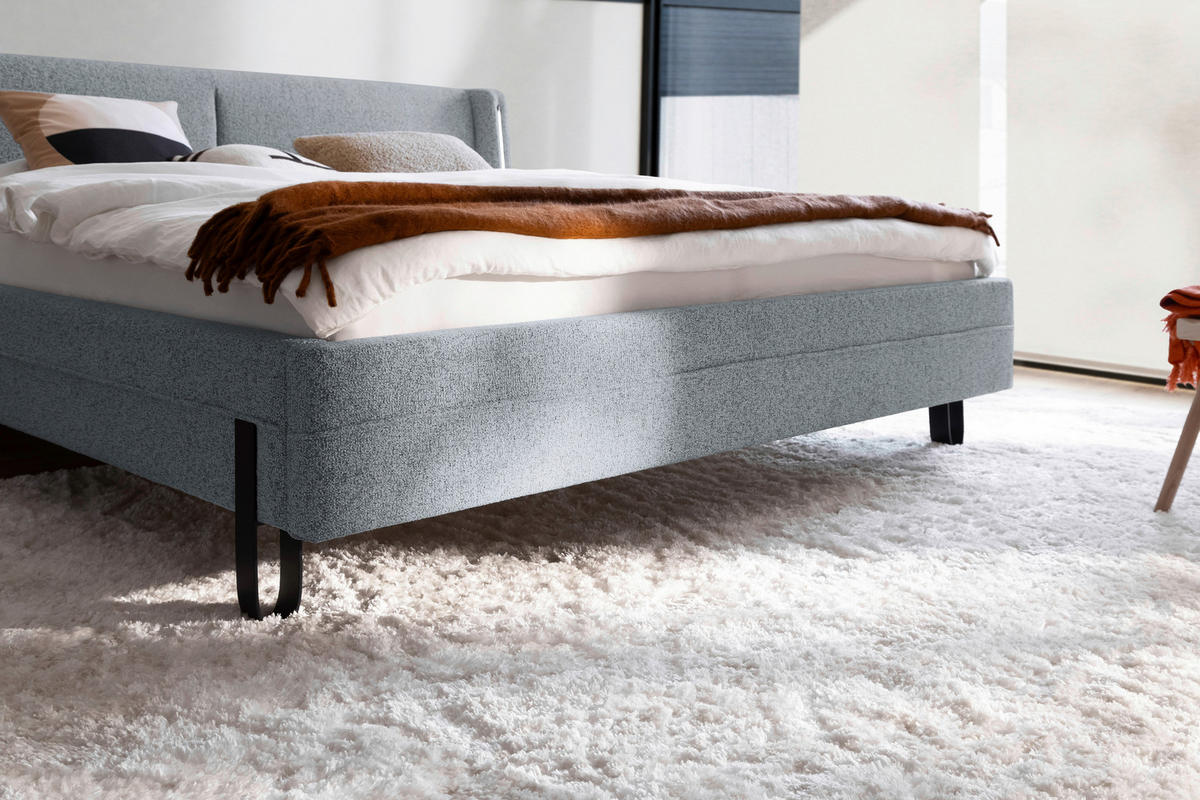 POLSTERBETT Beleuchtung Grau 140/200 cm  - Schwarz/Grau, MODERN, Textil/Metall (140/200cm) - Novel