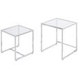 BEISTELLTISCHSET quadratisch Klar, Chromfarben  - Klar/Chromfarben, Design, Glas/Metall (40-45/40-45/40-50cm) - Carryhome