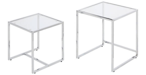 BEISTELLTISCHSET quadratisch Klar, Chromfarben  - Klar/Chromfarben, Design, Glas/Metall (40-45/40-45/40-50cm) - Carryhome