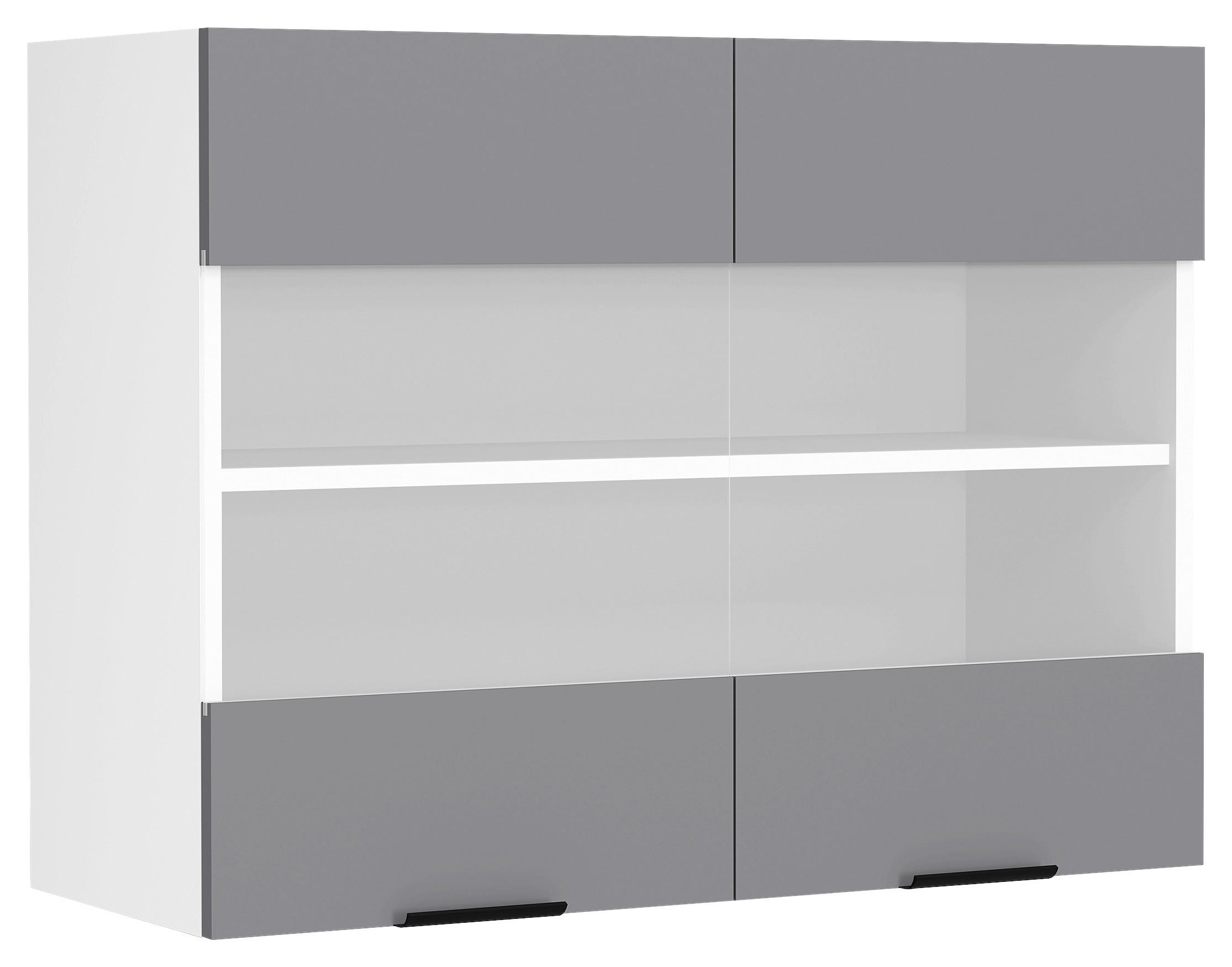 KÜCHENOBERSCHRANK 80/60/31 cm  in Anthrazit, Weiß  - Anthrazit/Schwarz, Trend, Glas/Holzwerkstoff (80/60/31cm) - MID.YOU