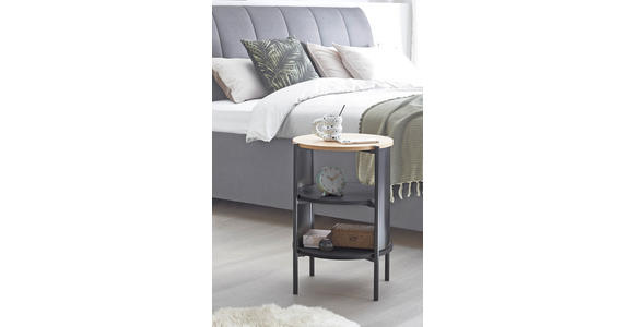 BEISTELLTISCH 44/44/60 cm Naturfarben, Schwarz rund  - Schwarz/Naturfarben, Trend, Holzwerkstoff/Metall (44/44/60cm) - Xora