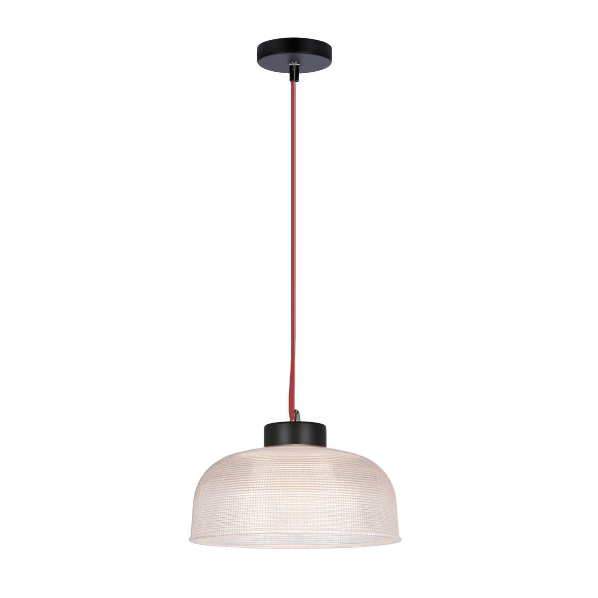 PENDELLEUCHTE 26.5/26.5/90 cm  - Transparent/Rot, KONVENTIONELL, Glas/Metall (26.5/26.5/90cm)