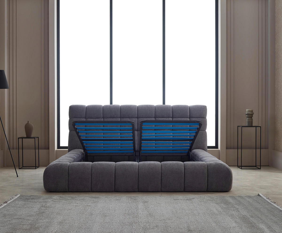 POLSTERBETT 180/200 cm  in Grau  - Blau/Schwarz, Modern, Kunststoff/Textil (180/200cm) - Livetastic