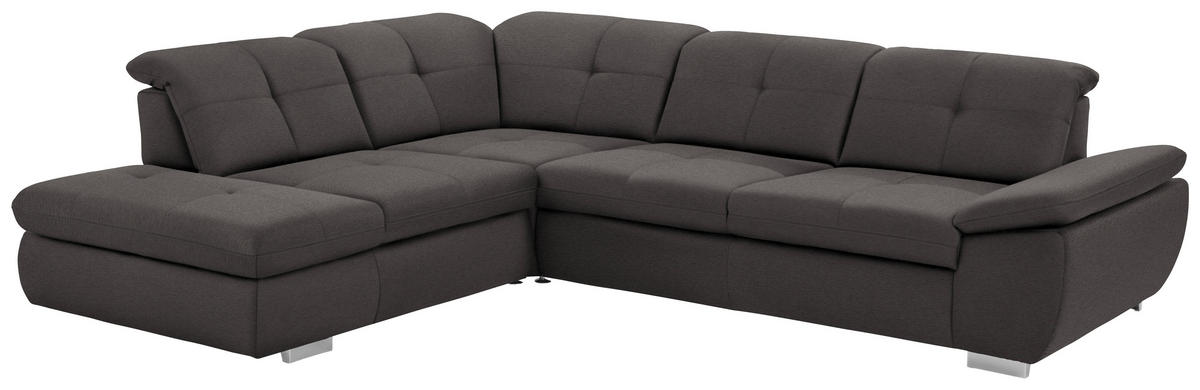 ECKSOFA in Mikrofaser Anthrazit  260/318 cm  - Anthrazit/Silberfarben, Design, Textil/Metall (260/318cm) - Beldomo Speed