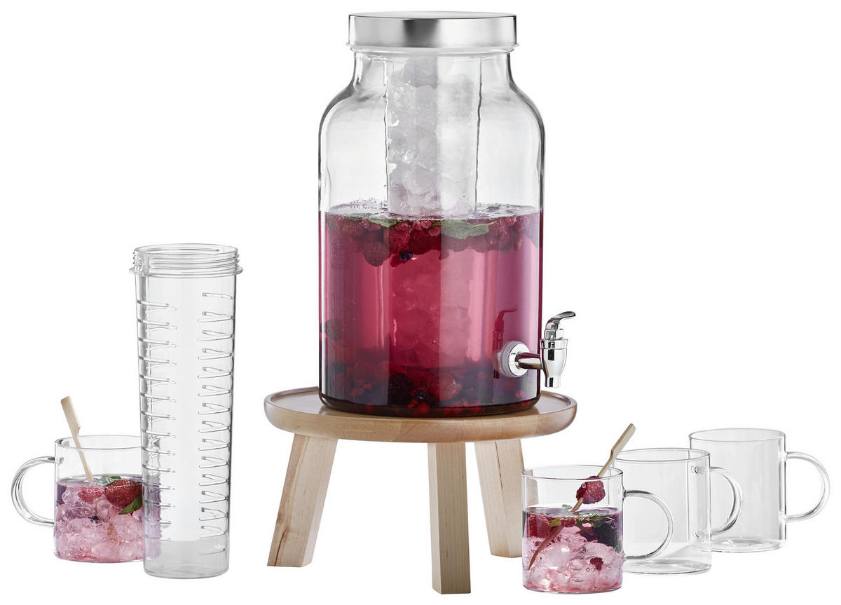 Dispenser bauturi 5,6 L  - culoare inox/transparent, Basics, plastic/sticlă (5,6l) - Novel