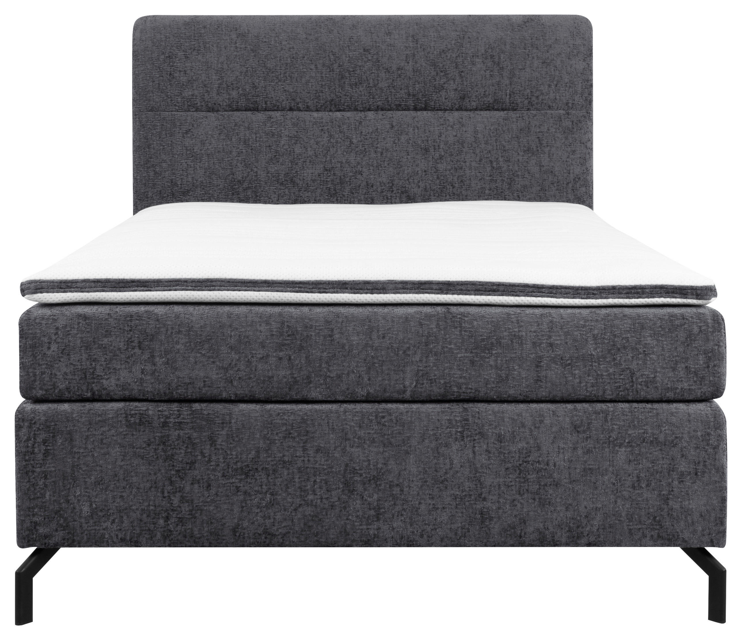 BOXSPRINGBETT 140/200 cm  in Dunkelgrau  - Dunkelgrau/Schwarz, Design, Textil/Metall (140/200cm) - Esposa