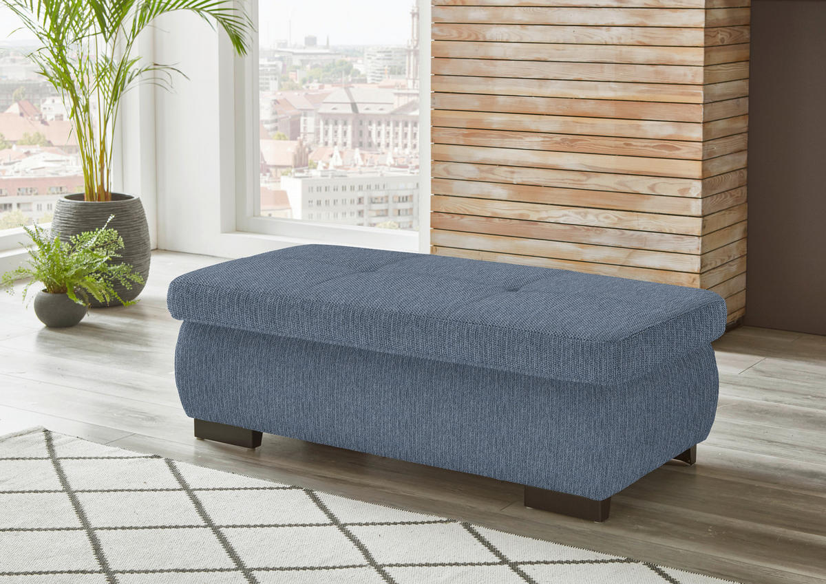 ECKSOFA in Flachgewebe Blau  - Blau/Schwarz, Design, Textil/Metall (297/174cm) - Beldomo Style