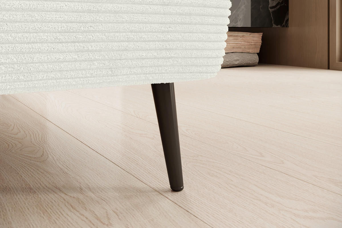 ECKSOFA in Cord Creme  - Creme/Schwarz, Konventionell, Textil/Metall (277/174cm) - Carryhome