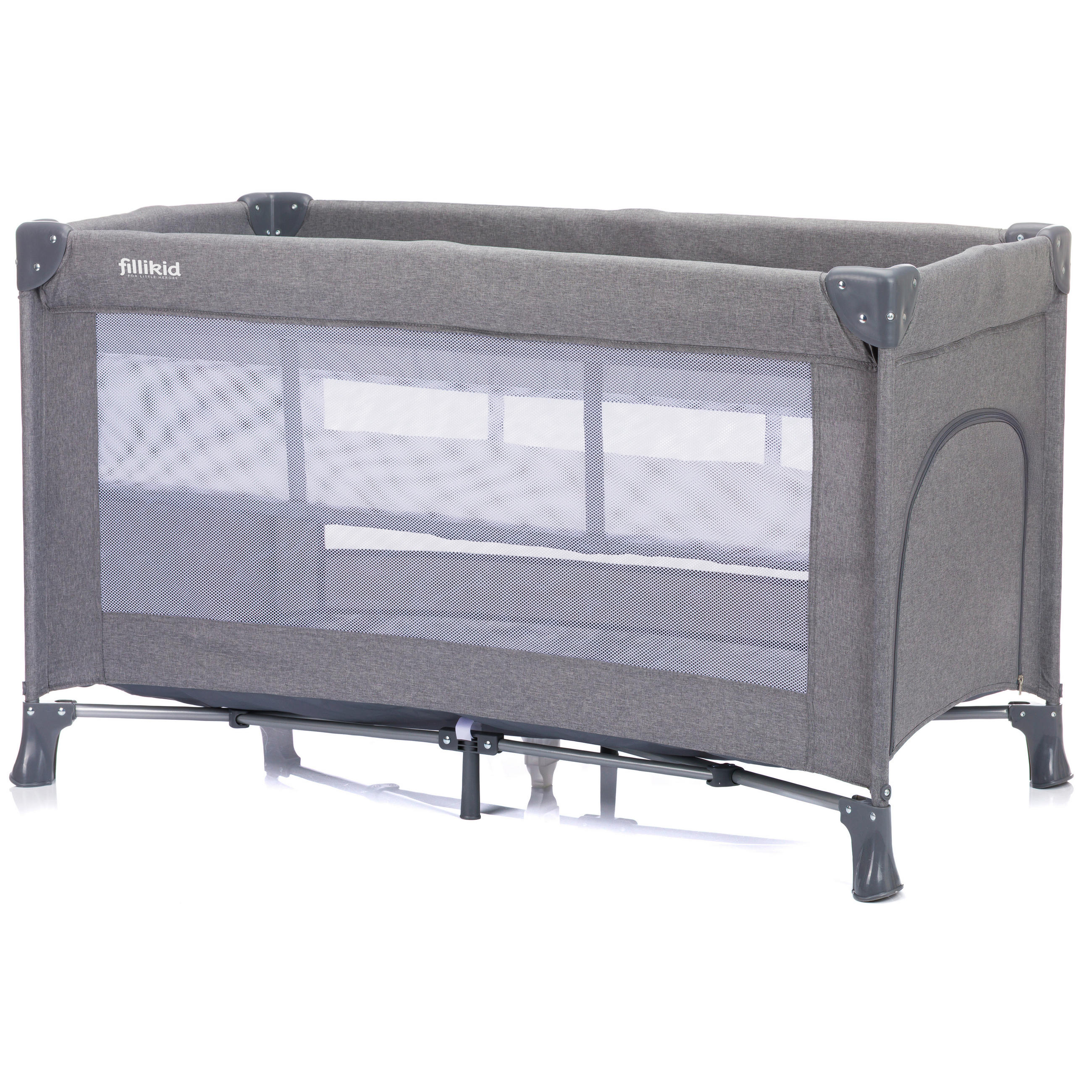 PRENOSIVI KREVETAC  125/65/76 cm     - siva, Osnovno, metal/tekstil (125/65/76cm) - Fillikid