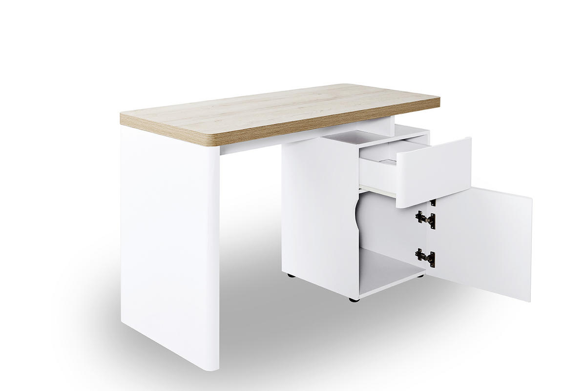 SCHREIBTISCH 120/55/76 cm  in Weiß, Eichefarben  - Eichefarben/Weiß, Design, Holzwerkstoff (120/55/76cm)