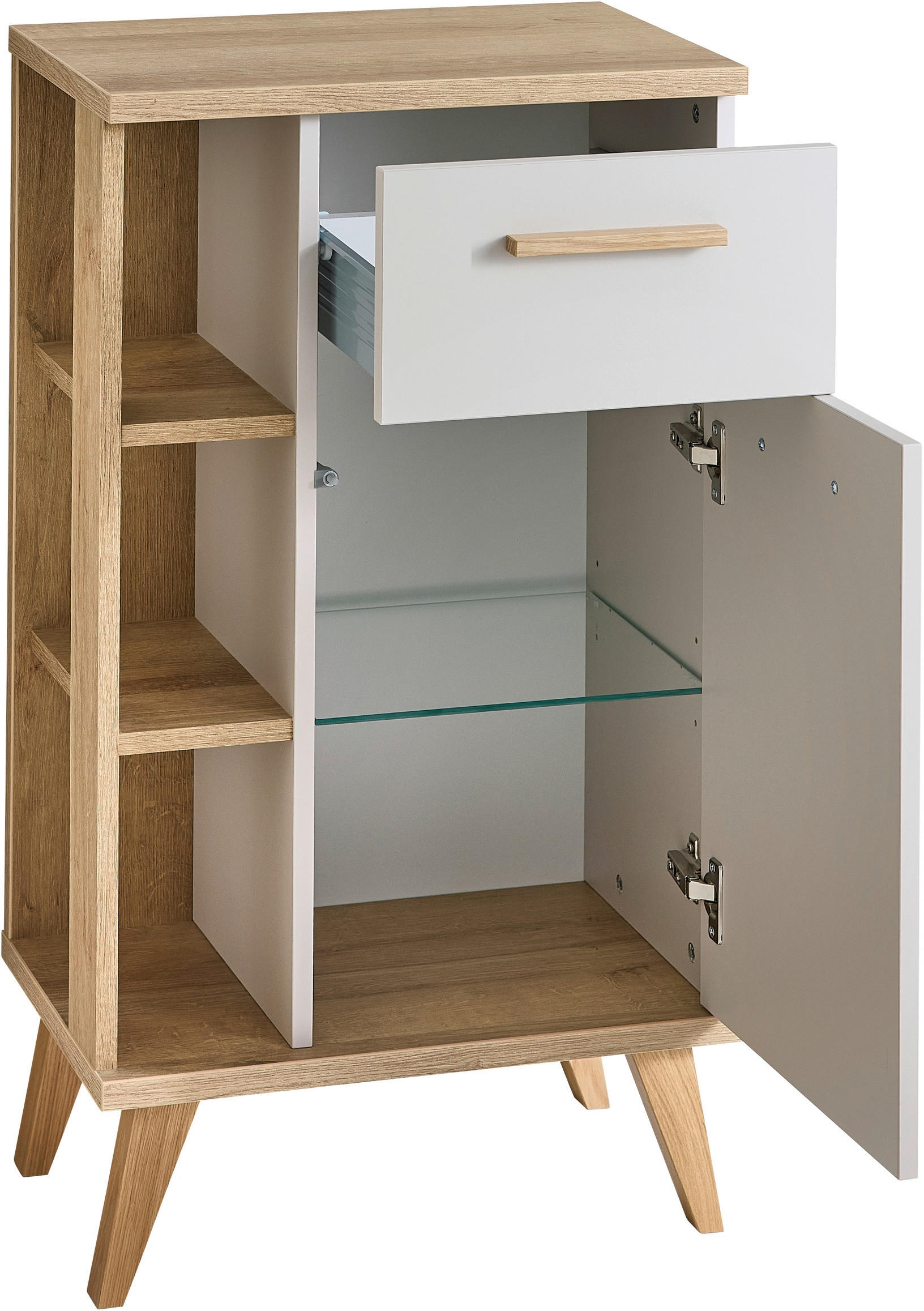 UNTERSCHRANK 50,5/89,5/33 cm   - Kaschmir/Eichefarben, Design, Glas/Holzwerkstoff (50,5/89,5/33cm) - Xora