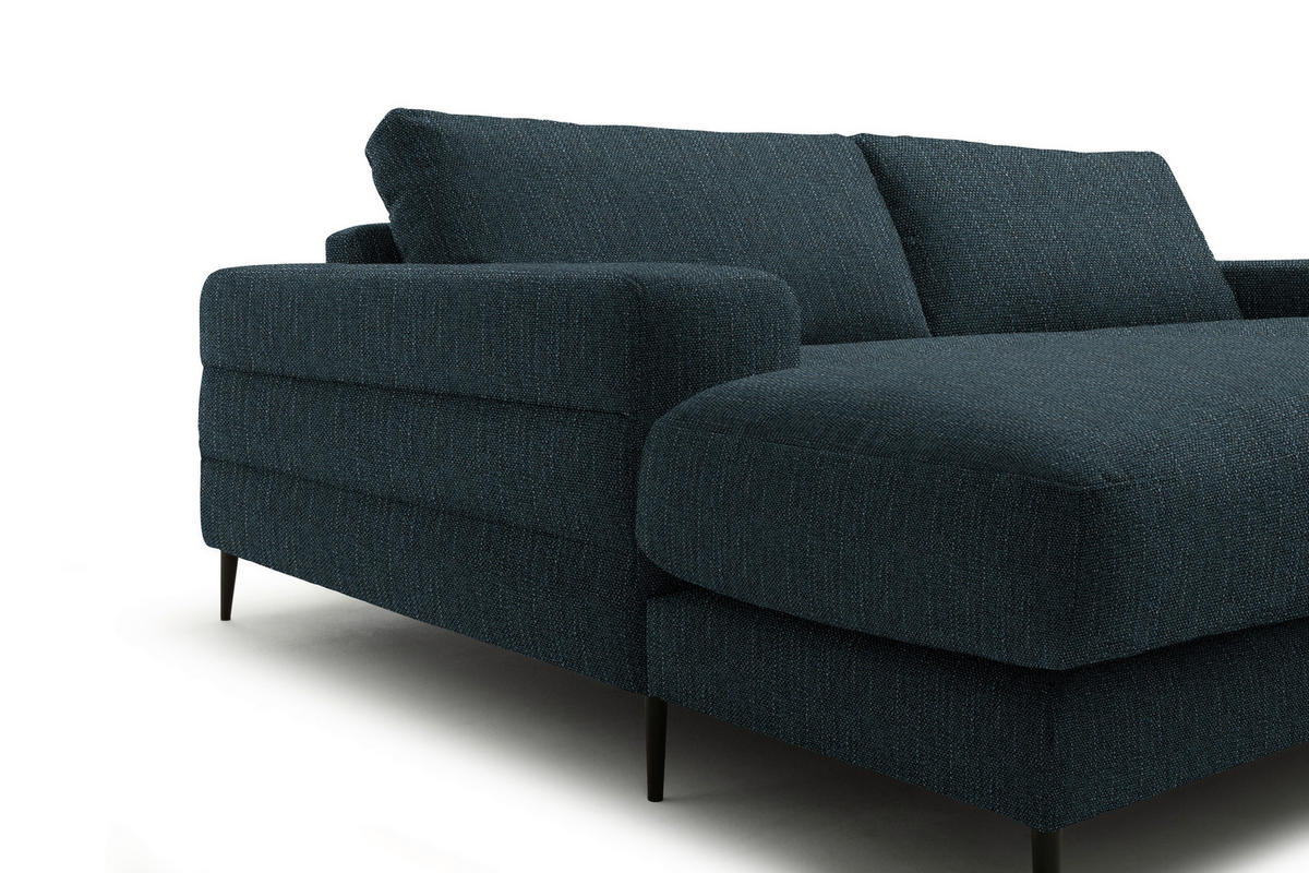 ECKSOFA in Flachgewebe Petrol  - Petrol/Schwarz, Design, Textil/Metall (177/253cm) - Dieter Knoll