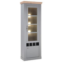 VITRINE in Eichefarben, Hellgrau  - Eichefarben/Silberfarben, Design, Holzwerkstoff/Metall (71/201/37cm) - MID.YOU