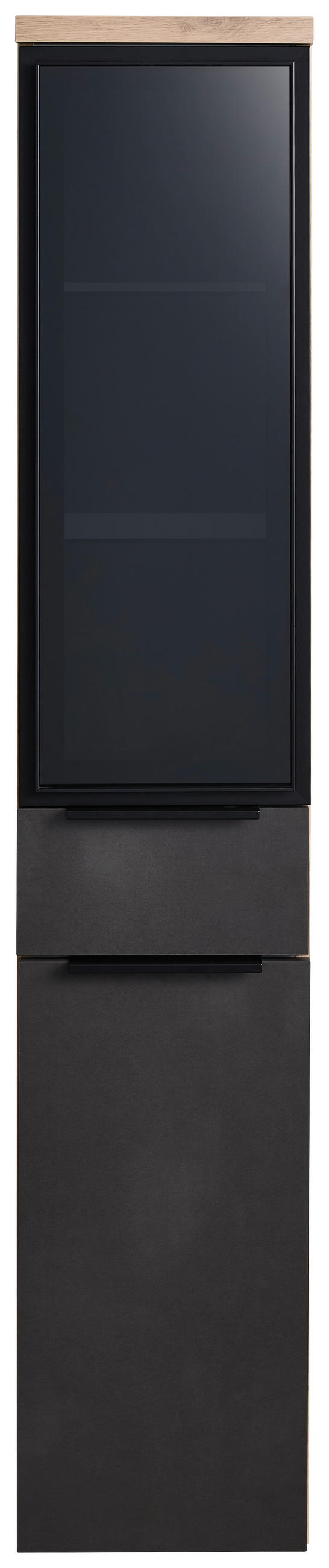 HOCHSCHRANK 30,0/160,0/30,0 cm  - Eichefarben/Anthrazit, KONVENTIONELL, Glas/Holzwerkstoff (30,0/160,0/30,0cm) - Dieter Knoll