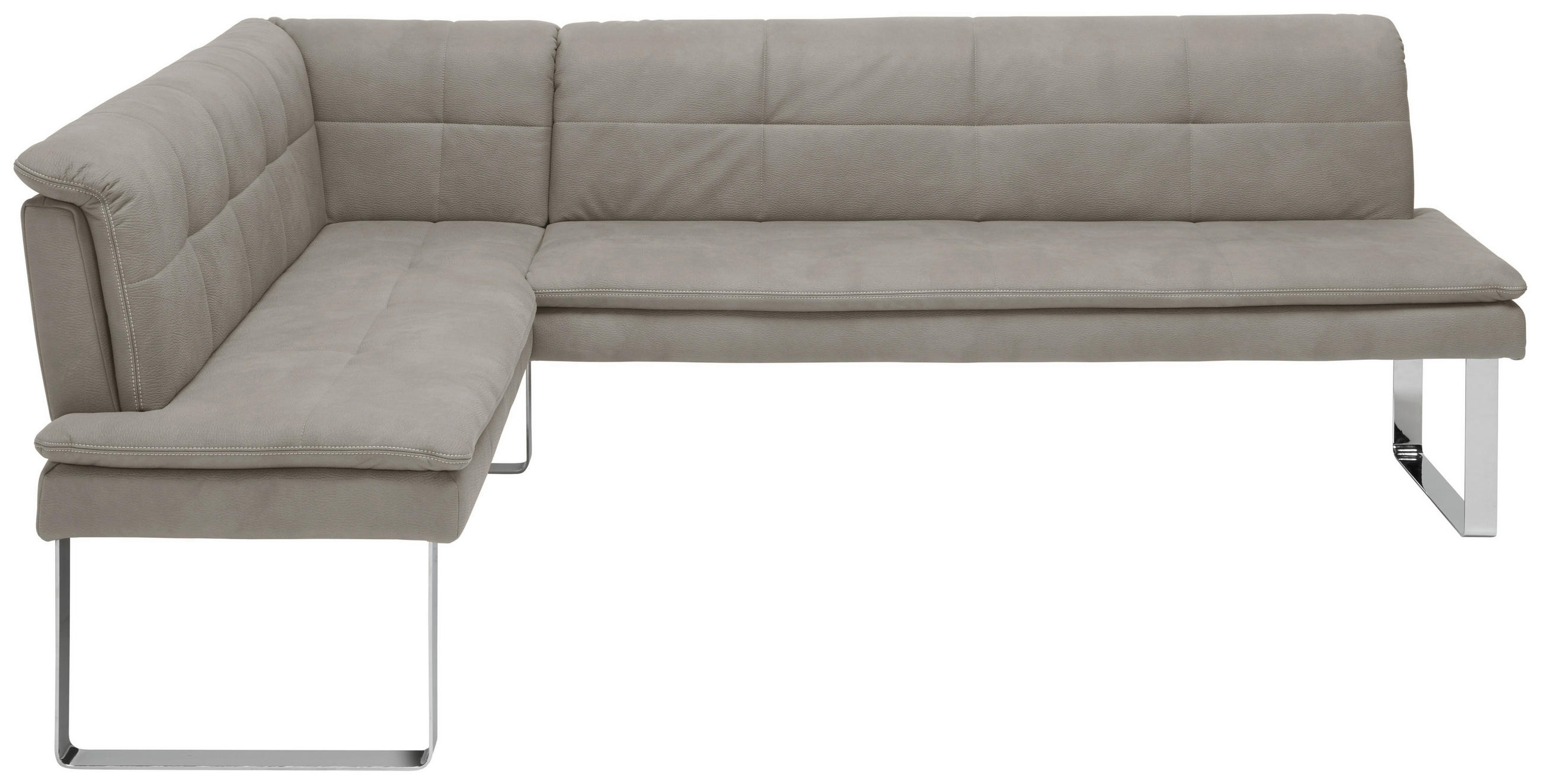 ECKBANK 174/253 cm Mikrofaser Chromfarben, Ecru Metall   - Chromfarben/Ecru, Design, Textil/Metall (174/253cm) - Novel