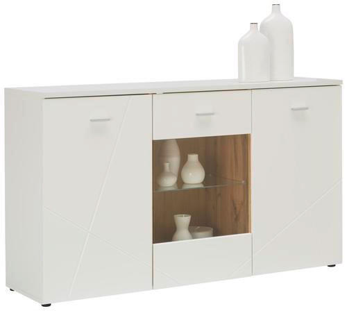 KOMMODE  in 150/88/42 cm  - Eichefarben/Silberfarben, MODERN, Glas/Holzwerkstoff (150/88/42cm) - MID.YOU