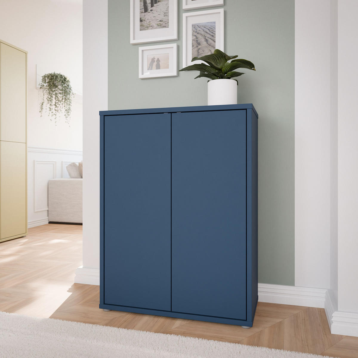 SCHUHSCHRANK Dunkelblau  - Dunkelblau/Grau, MODERN, Holzwerkstoff/Kunststoff (74,5/99,1/34,9cm) - Modern Living