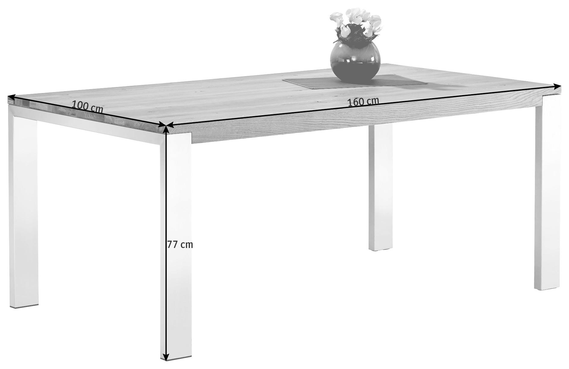 ESSTISCH in Holz, Metall 160/100/77 cm  - Eichefarben, Design, Holz/Metall (160/100/77cm) - Bert Plantagie