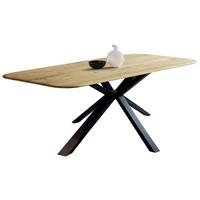 ESSTISCH 200/100/75 cm Echtholz  Holz, Metall in verschiedenen Größen erhältlich, Variantenauswahl rechteckig Schwarz, Eichefarben  - Eichefarben/Schwarz, LIFESTYLE, Holz/Metall (200/100/75cm) - Linea Natura