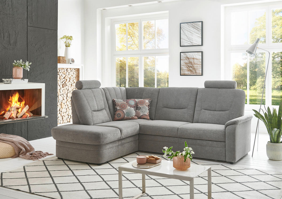 ECKSOFA  in Chenille Grau  185/235 cm  - Schwarz/Grau, KONVENTIONELL, Kunststoff/Textil (185/235cm) - Beldomo Comfort