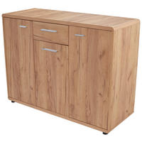 KOMODA, barve hrasta  - črna/barve hrasta, Trendi, umetna masa/leseni material (131,8/87,2/40cm) - Carryhome