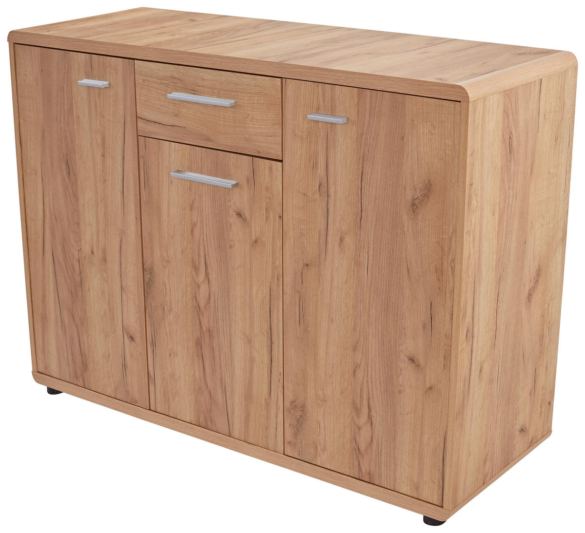 KOMODA, barve hrasta  - črna/barve hrasta, Trendi, umetna masa/leseni material (131,8/87,2/40cm) - Carryhome