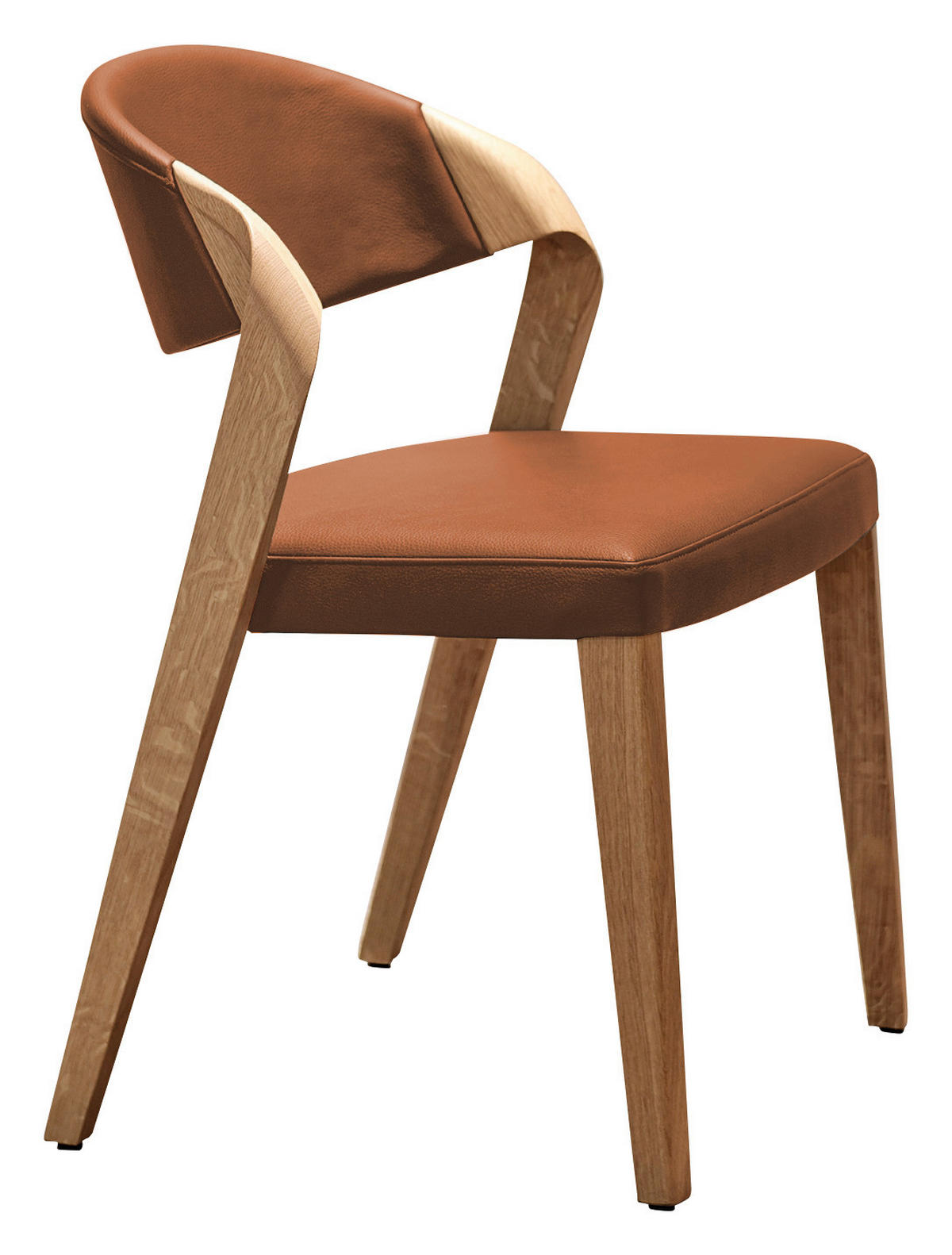 STUHL Echtleder Braun, Eichefarben Altholz, Eiche massiv  - Eichefarben/Braun, Natur, Leder/Holz (53/82/57cm) - Voglauer