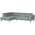 ECKSOFA in Webstoff Grau  205/280 cm  - Schwarz/Grau, Design, Textil/Metall (205/280cm) - Xora