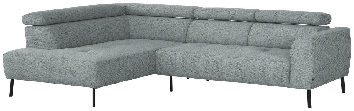 ECKSOFA in Webstoff Grau  205/280 cm  - Schwarz/Grau, Design, Textil/Metall (205/280cm) - Xora
