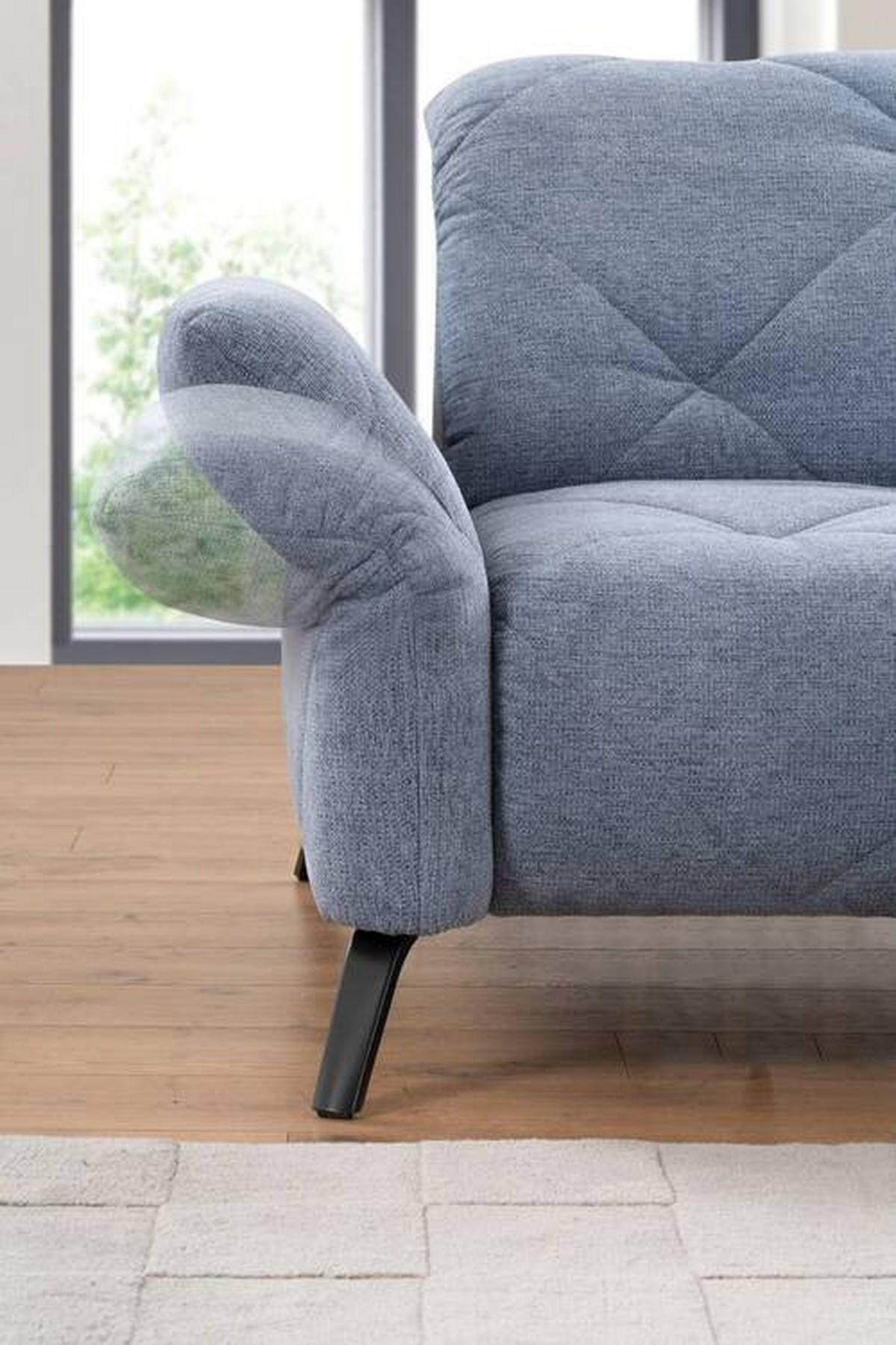 ECKSOFA in Webstoff Blau  - Blau/Schwarz, Design, Textil/Metall (244/173cm) - Moderano