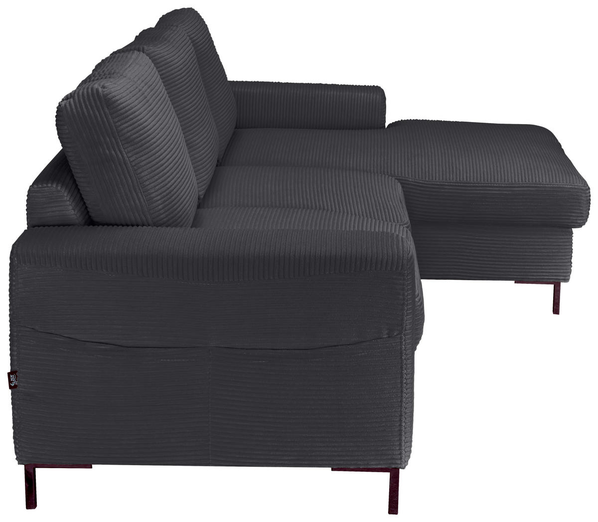 ECKSOFA Anthrazit Cord  - Anthrazit/Schwarz, KONVENTIONELL, Textil/Metall (240/150cm) - Carryhome