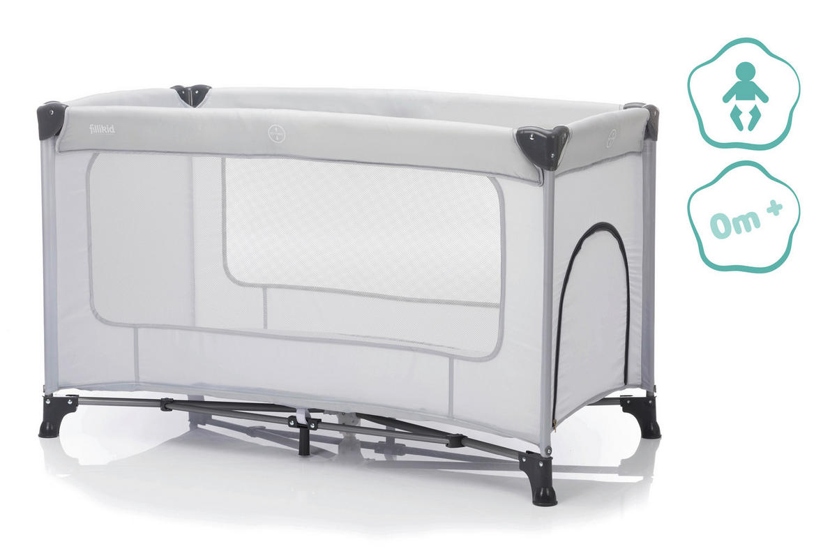 REISEBETT Nizza Grau  - Grau, Basics, Textil/Metall (120/60cm) - Fillikid