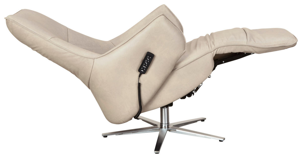 RELAXSESSEL Echtleder Relaxfunktion, Fußteilverstellung    - Edelstahlfarben/Creme, Design, Leder/Metall (70/120/88cm) - Himolla