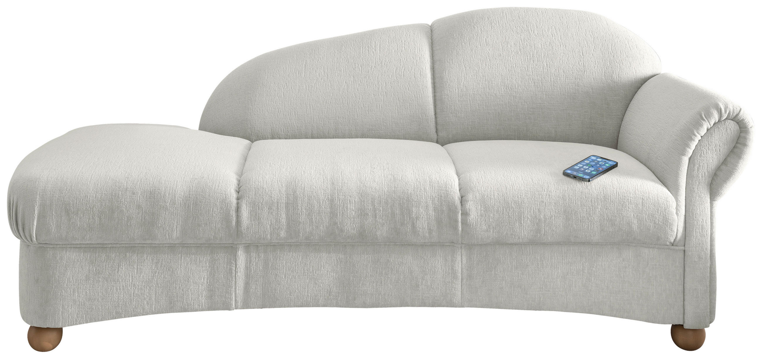 OTTOMANE in Mikrofaser Weiss  - Wildeiche/Weiss, Konventionell, Holz/Textil (190/84/86cm) - Livetastic