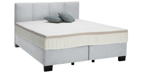BOXSPRINGBETT 200/200 cm in Mintgrau - Mintgrau/Schwarz, Design, Kunststoff/Textil (200/200cm) - Hom`in