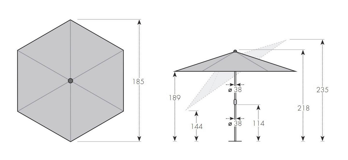 SLNEČNÍK 180/180 cm - piesková/antracitová, Basics, kov/textil (180/180cm) - Doppler