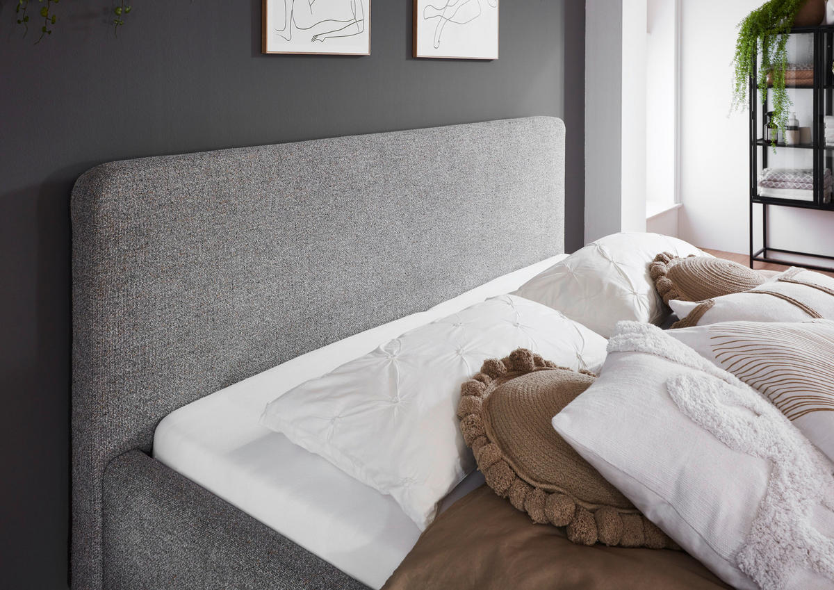 POLSTERBETT 180/200 cm  in Grau  - Eichefarben/Grau, Design, Holz/Textil (180/200cm) - MID.YOU