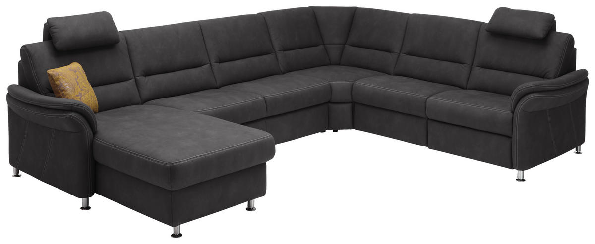 WOHNLANDSCHAFT Mikrofaser Grau  - Beige/Alufarben, Design, Textil/Metall (173/330/262cm) - Beldomo System