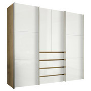 OMARA ZA OBLAČILA, bela, hrast - aluminij/bela, Design, kovina/leseni material (250/236/68cm) - HOM`IN