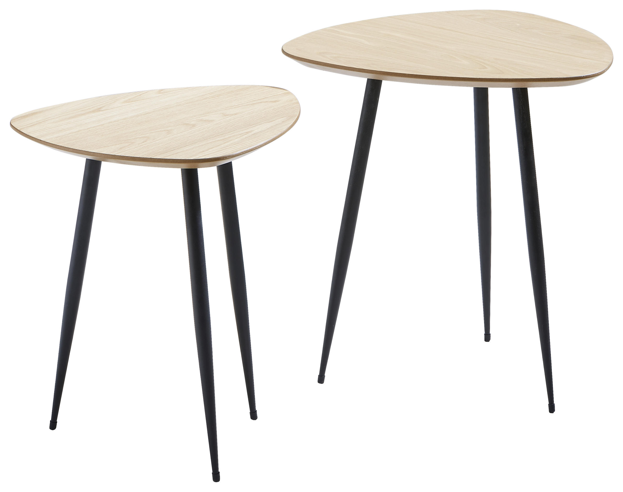 SADA ODKLÁDACÍCH STOLKŮ, dub, černá, barvy dubu - černá/barvy dubu, Design, kov/dřevo (48/40/48/40/50/45cm) - Xora
