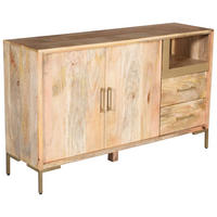 KOMMODE Valencia  in 145/87/40 cm  - Goldfarben/Naturfarben, Natur, Holz/Metall (145/87/40cm) - MID.YOU