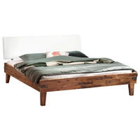 BETT 120/200 cm  in Braun, Weiß, Akaziefarben  - Braun/Weiß, Design, Holz (120/200cm) - Hasena