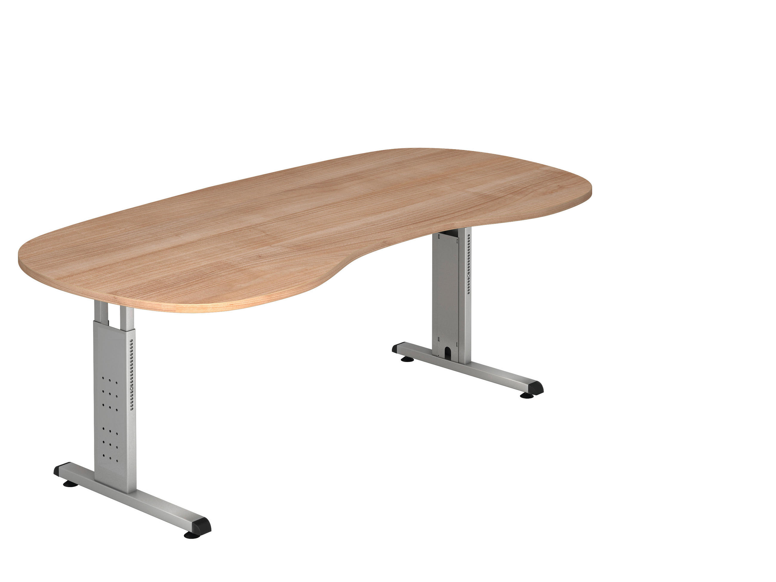 SCHREIBTISCH höhenverstellbar  - Silberfarben/Nussbaumfarben, KONVENTIONELL, Holzwerkstoff/Metall (200/100/65-85cm) - Venda