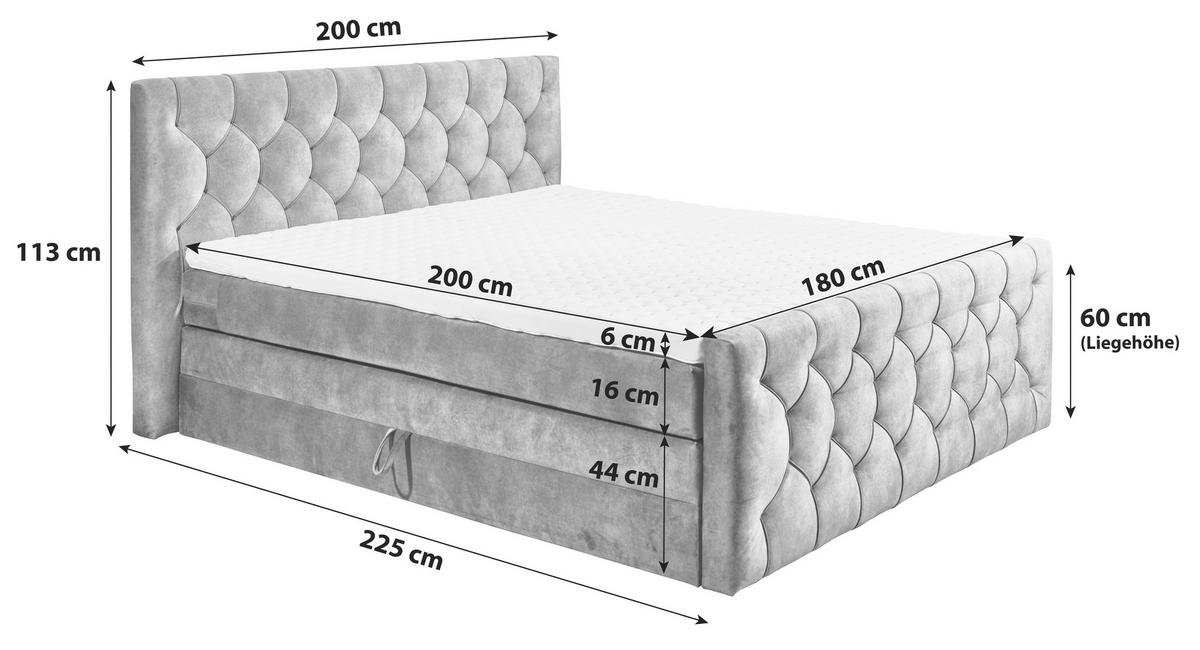 BOXSPRING KREVET 180/200 cm     siva  - siva, Moderno, drvni materijal/tekstil (180/200cm) - MID.YOU