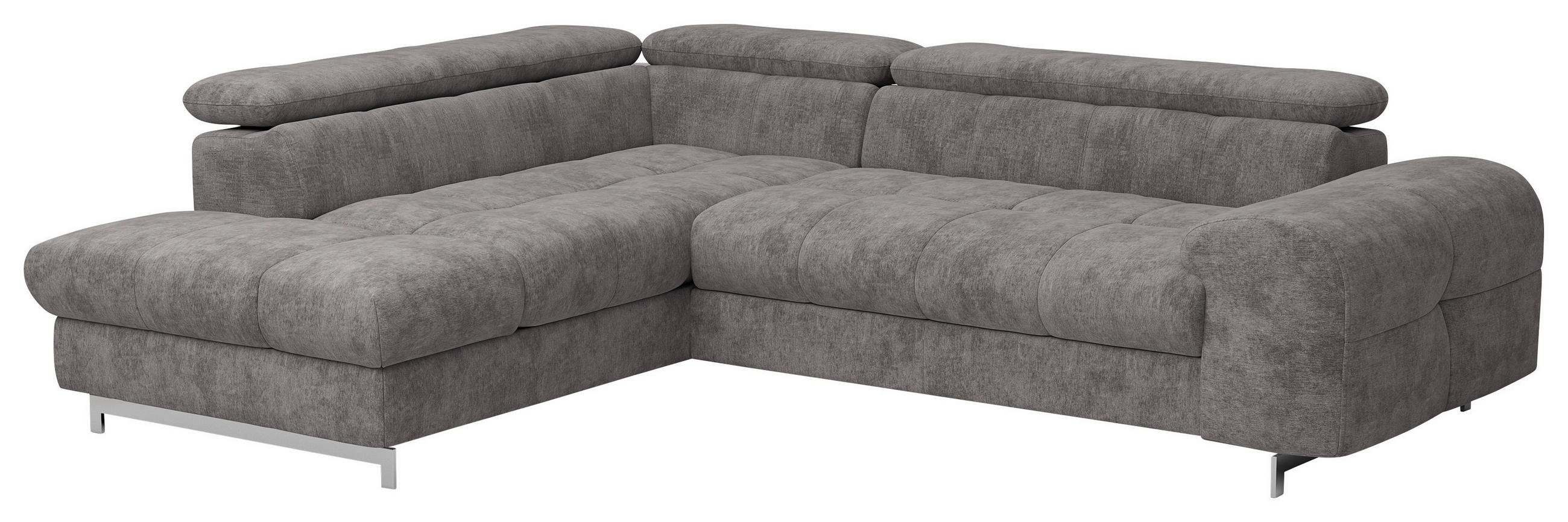 ECKSOFA  in Mikrofaser Graubraun  206/257 cm  - Chromfarben/Graubraun, KONVENTIONELL, Textil/Metall (206/257cm) - Livetastic