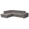 ECKSOFA Graubraun Mikrofaser  - Chromfarben/Graubraun, KONVENTIONELL, Textil/Metall (206/257cm) - Livetastic