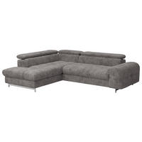 ECKSOFA Graubraun Mikrofaser  - Chromfarben/Graubraun, KONVENTIONELL, Textil/Metall (206/257cm) - Livetastic