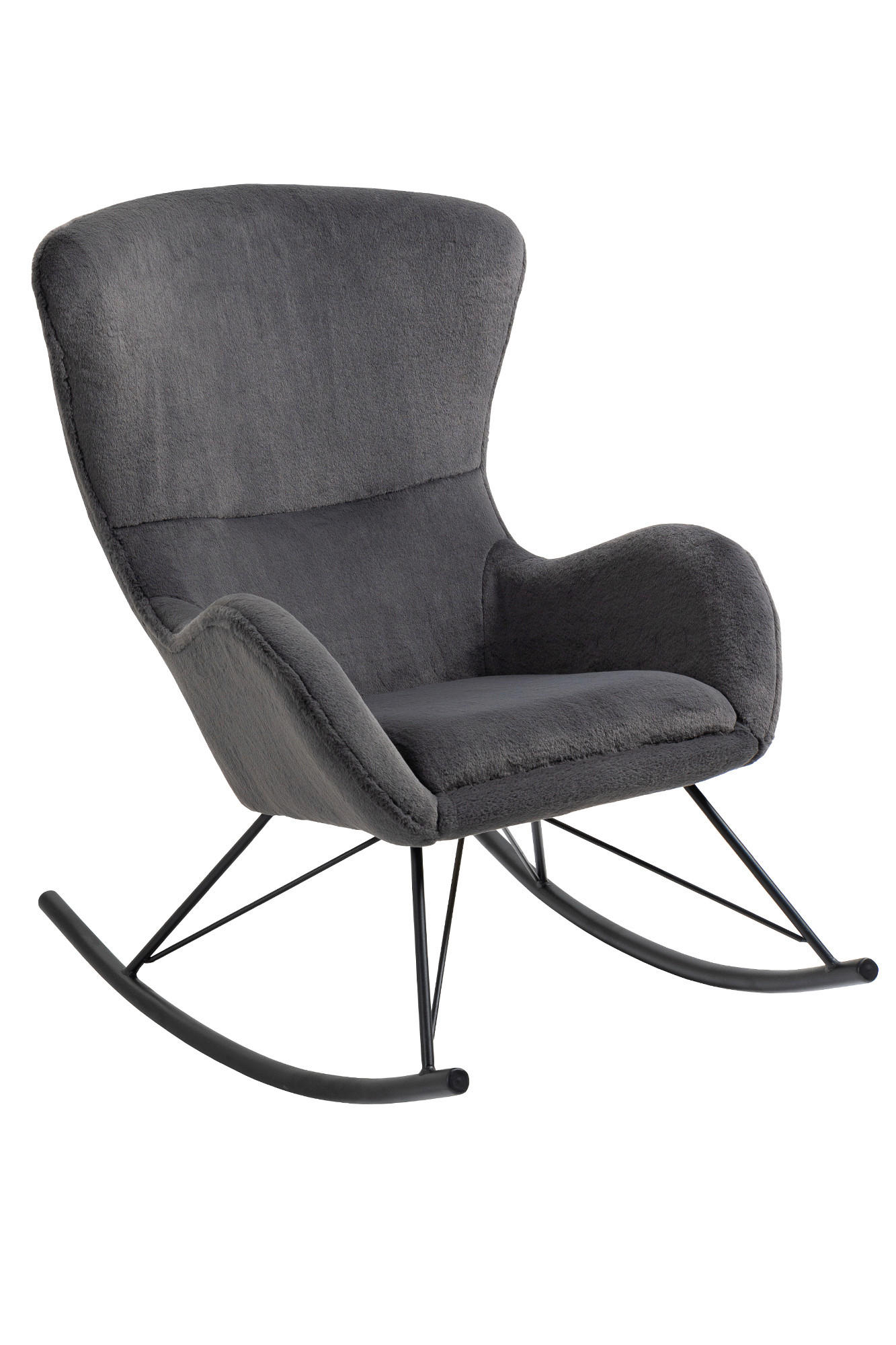 SCHAUKELSTUHL in Schwarz, Dunkelgrau  - Dunkelgrau/Schwarz, MODERN, Textil/Metall (70/102/94cm) - Livetastic